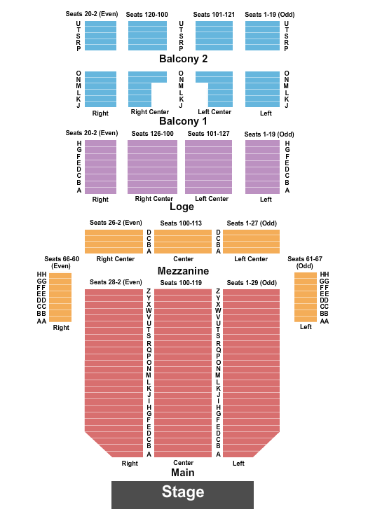 Fisher Theatre SIX Seating Chart